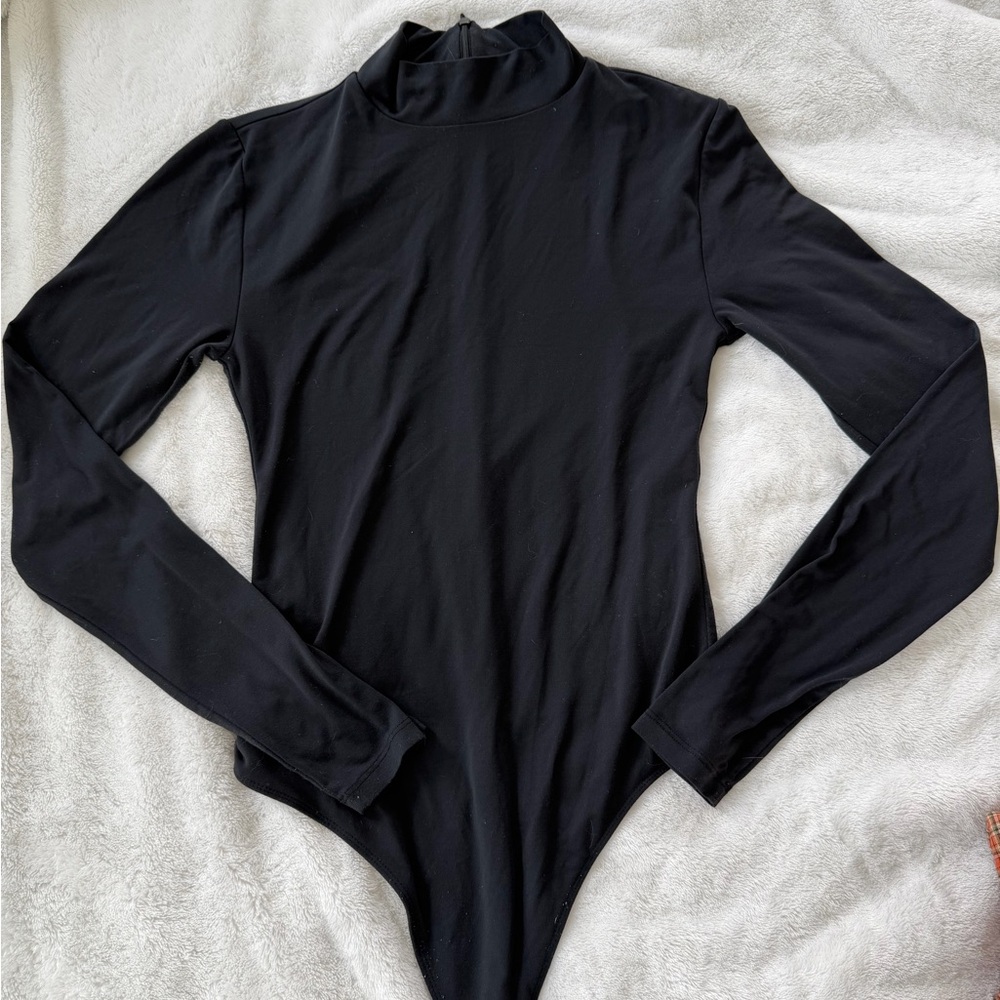 Aritzia Babaton Black Mock Neck Bodysuit
